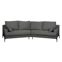 Canapé d’angle design 5 places en tissu gris anthracite et métal noir PUCHKINE