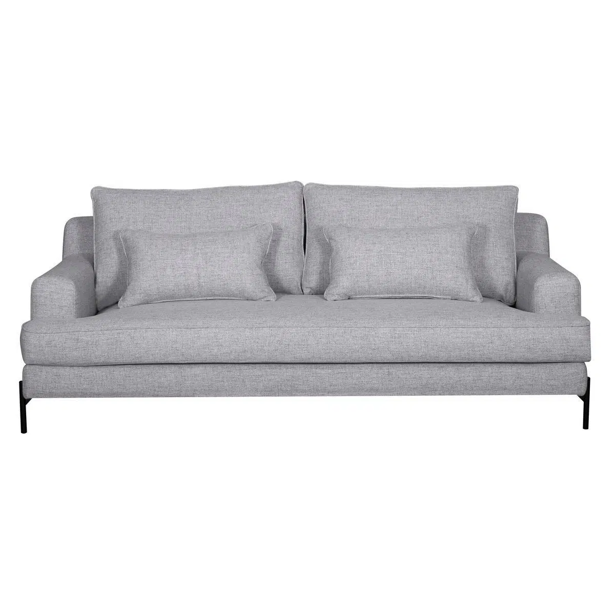 Canapé design 4 places en tissu gris chiné et métal noir PUCHKINE