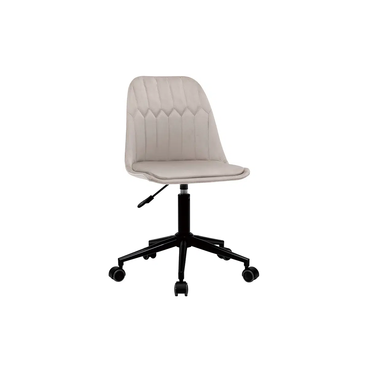 Chaise de bureau à roulettes design en tissu velours taupe et métal noir FUSE