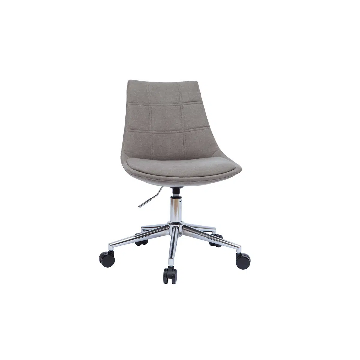 Chaise de bureau à roulettes en tissu gris et acier chromé MATILDE