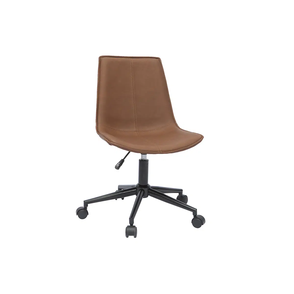 Chaise de bureau à roulettes marron et métal noir LISON