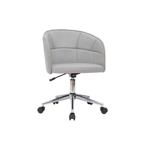 Chaise de de bureau à roulettes design en tissu gris clair et acier chromé JOLLY