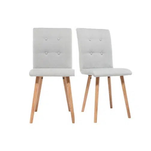 Chaise design en tissu gris clair et bois clair massif (lot de 2) HORTA