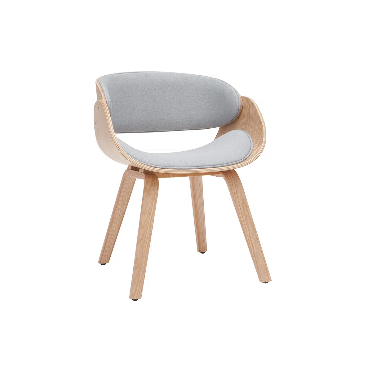 Chaise design en tissu gris et bois clair BENT