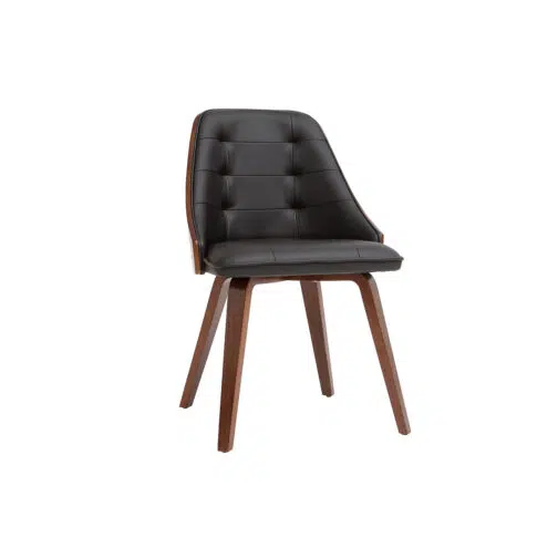 Chaise design noir et bois foncé noyer FLUFFY