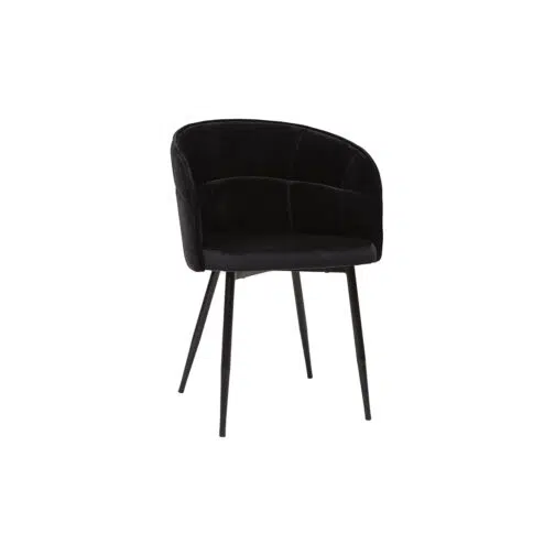 Chaise design noire en tissu velours et métal JOLLY