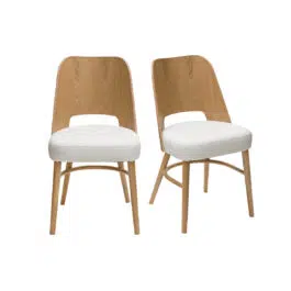 Chaises bois chêne et assises blanches (lot de 2) EDITO