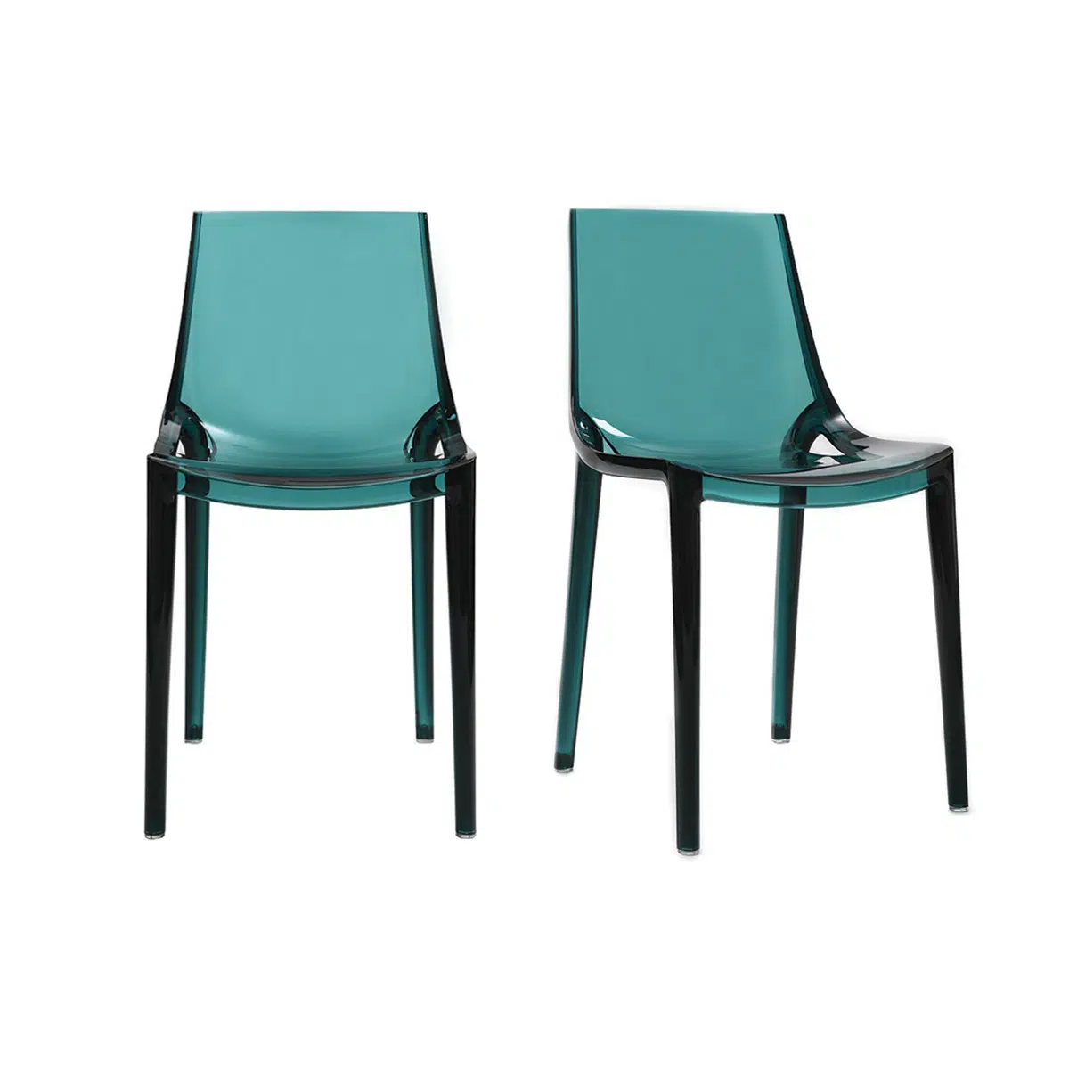 Chaises design empilables bleu pétrole transparent  intérieur - extérieur (lot de 2) YZEL