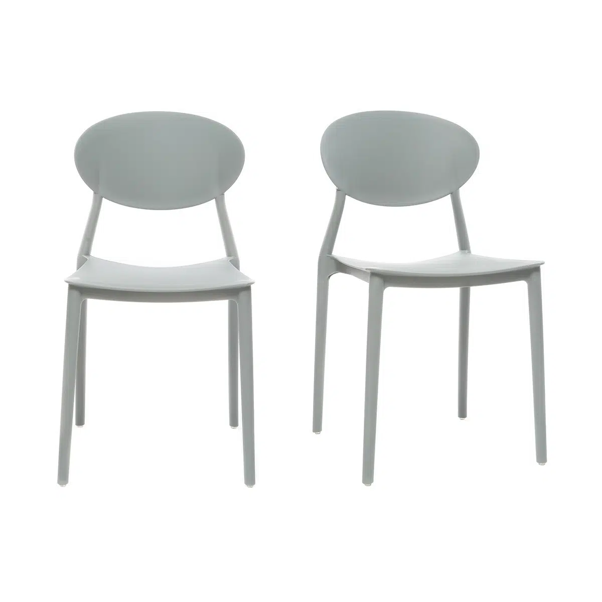 Chaises design empilables gris clair intérieur - extérieur (lot de 2) ANNA
