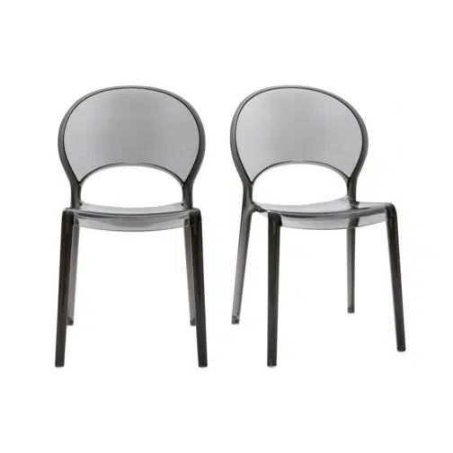 Chaises design empilables gris transparent intérieur - extérieur (lot de 2) YOPAL