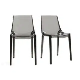 Chaises design empilables gris transparent intérieur – extérieur (lot de 2) YZEL