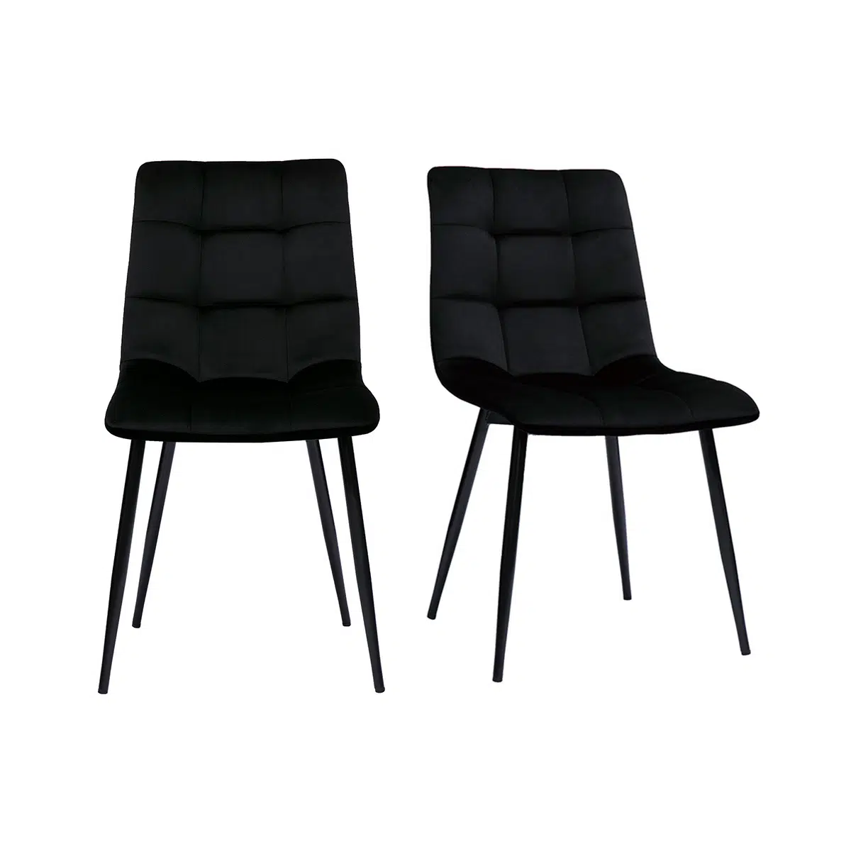 Chaises design en tissu velours noir et métal noir (lot de 2) MAXWELL
