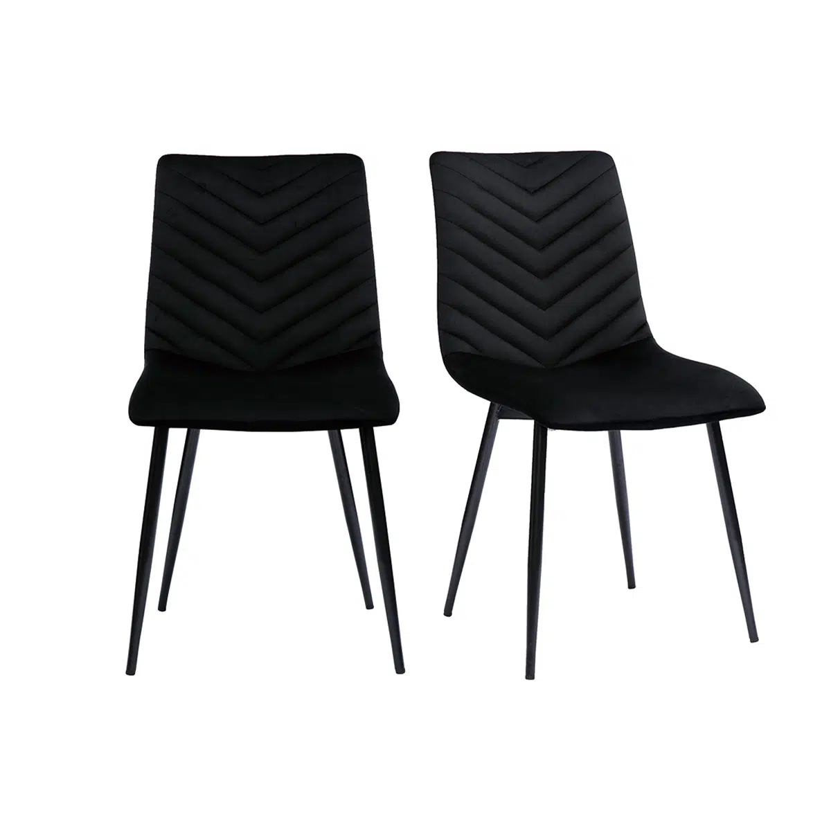 Chaises design en tissu velours noir et métal noir (lot de 2) PUMPKIN
