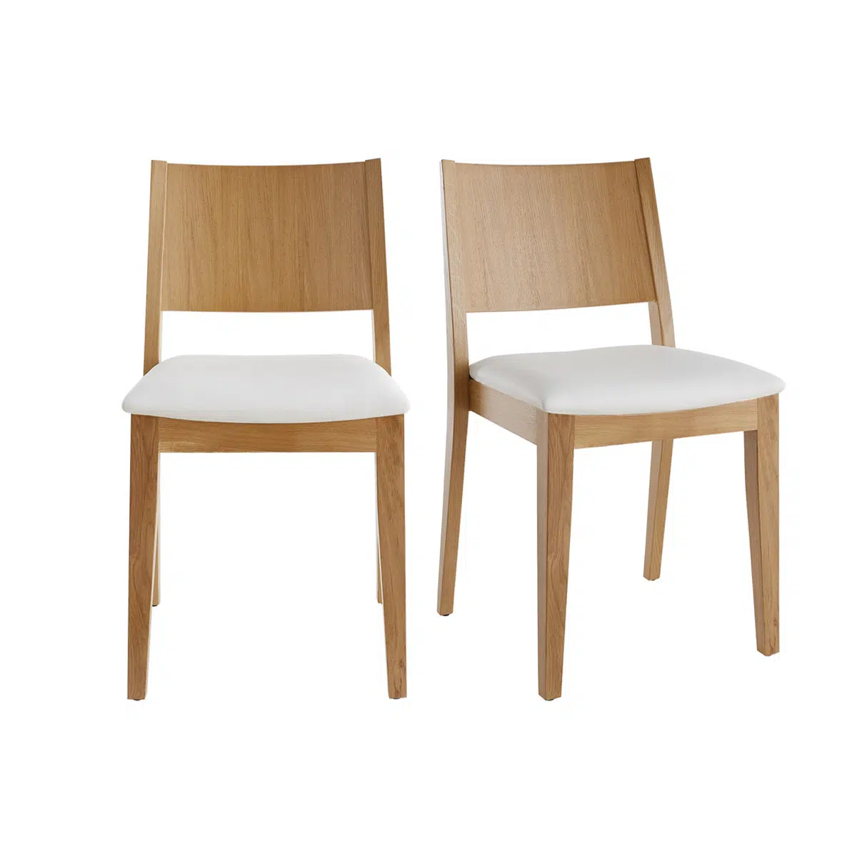 Chaises scandinaves bois clair chêne et assises blanches (lot de 2) MELVIL