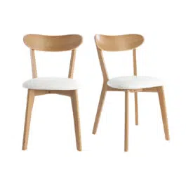 Chaises vintage bois clair chêne et blanc (lot de 2) DOVE