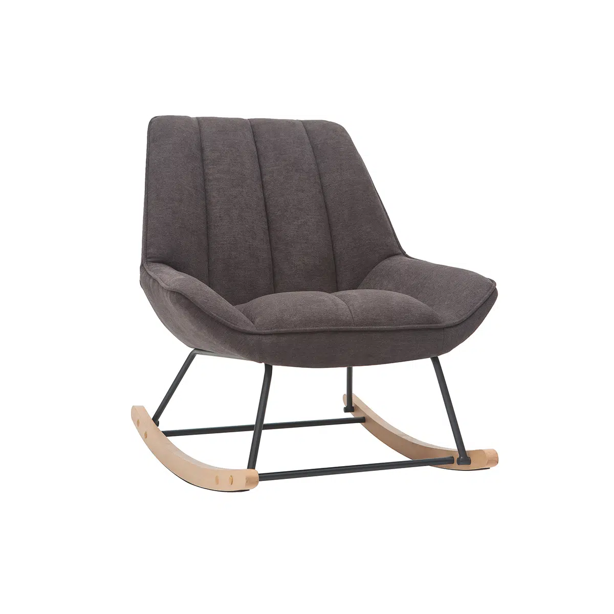Rocking chair design en tissu effet velours gris foncé