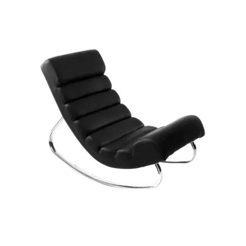 Rocking chair design noir et acier chromé TAYLOR