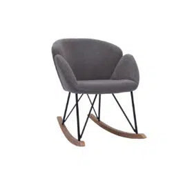 Rocking chair en tissu effet velours gris, métal noir et bois clair RHAPSODY