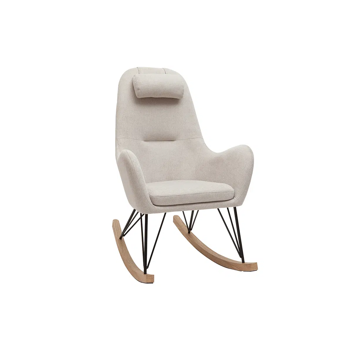 Rocking chair scandinave en tissu beige