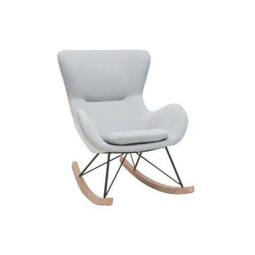 Rocking chair scandinave en tissu gris clair