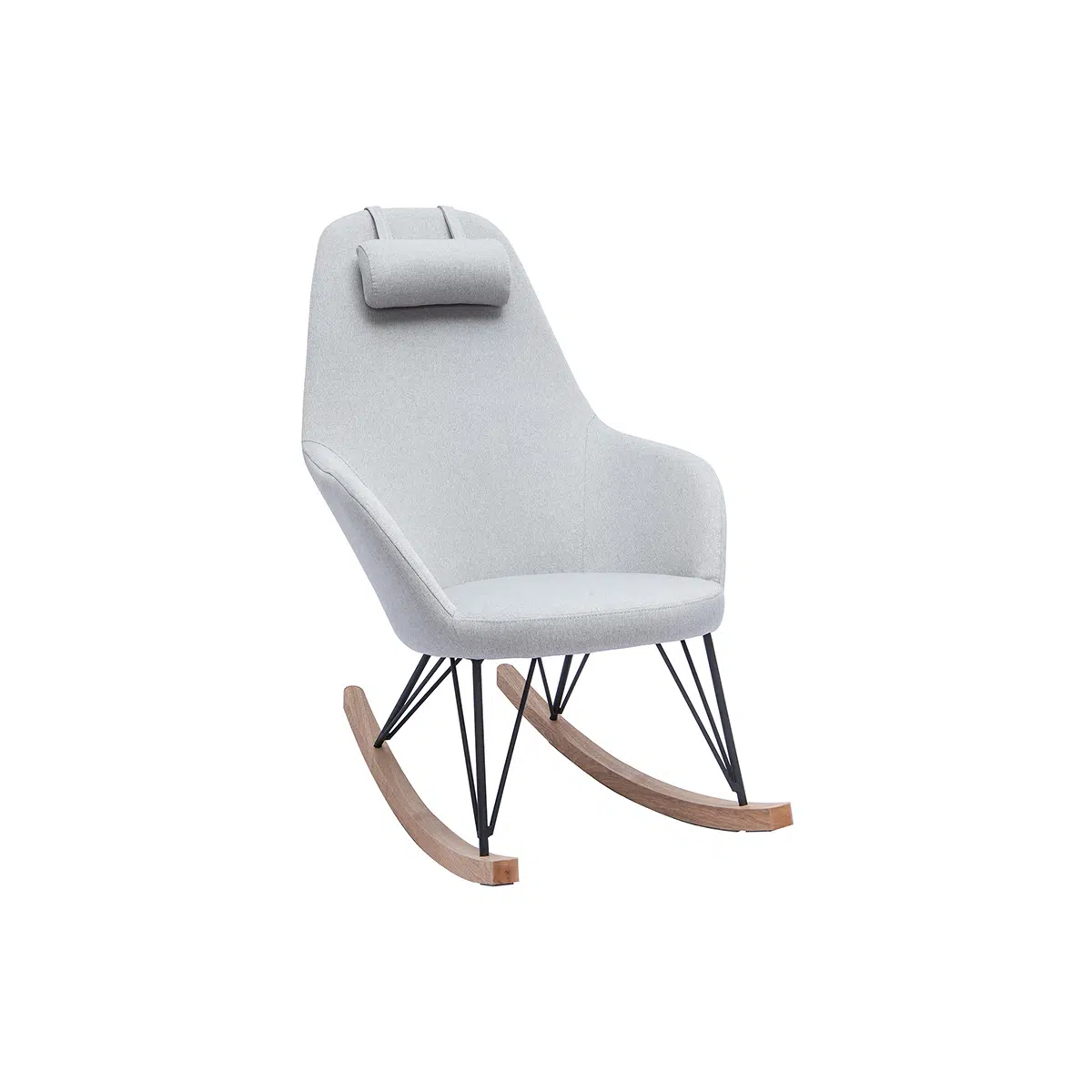 Rocking chair scandinave en tissu gris