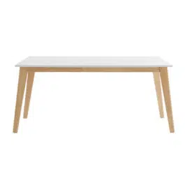 Table à manger extensible blanche et bois clair L160-205 cm SWAD