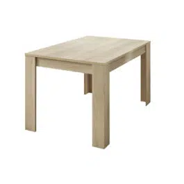 Table à manger extensible plaquée chêne clair rectangulaire L137-185 cm KOFI