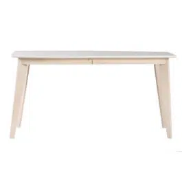 Table à manger extensible scandinave blanc et bois clair L150-200 cm LEENA