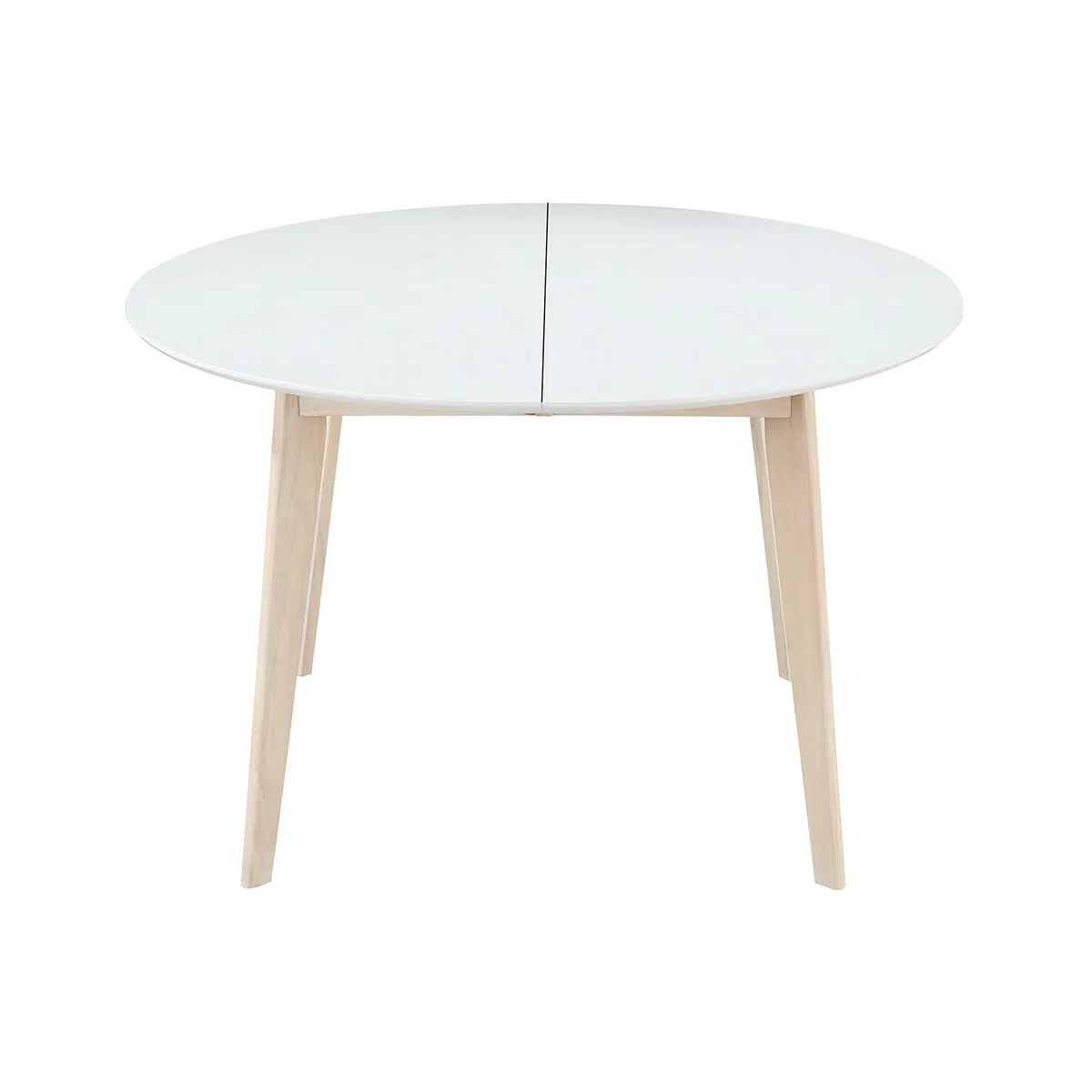 Table à manger scandinave ronde extensible blanc et bois L120-150 cm LEENA
