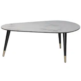 Table basse design effet marbre, bois noir et métal doré L100 cm ALLURE