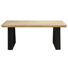 Table basse rectangulaire bois clair manguier massif et métal noir L100 cm VIJAY