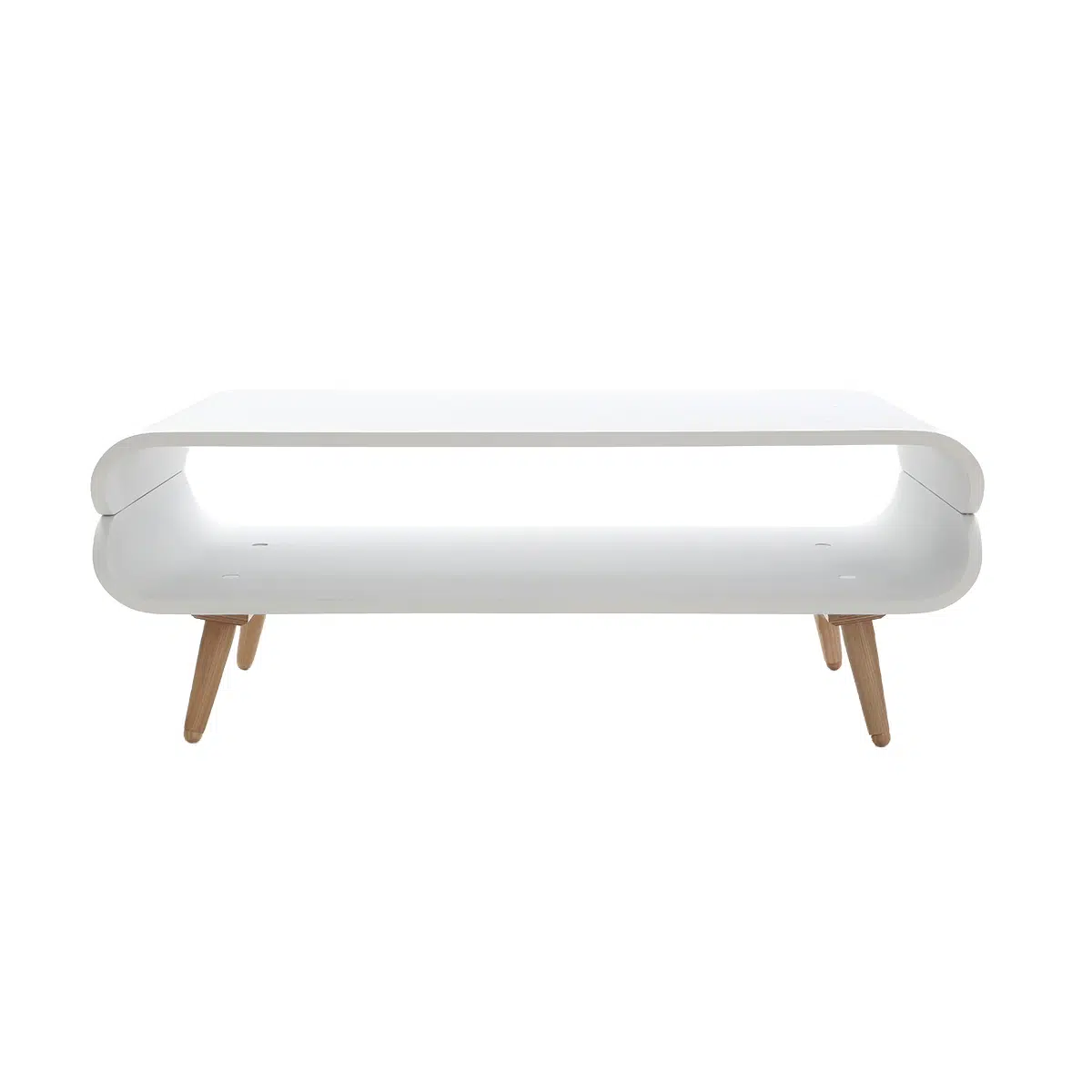 Table basse rectangulaire scandinave blanc et bois clair L100 cm TAKLA