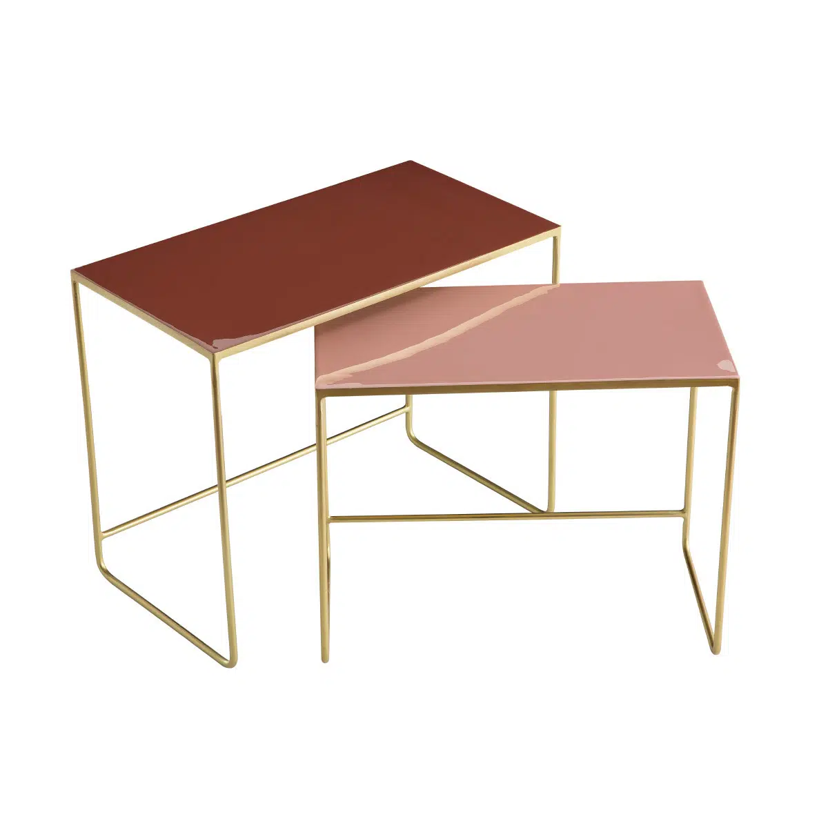 Tables basses gigognes rectangulaires design terracotta
