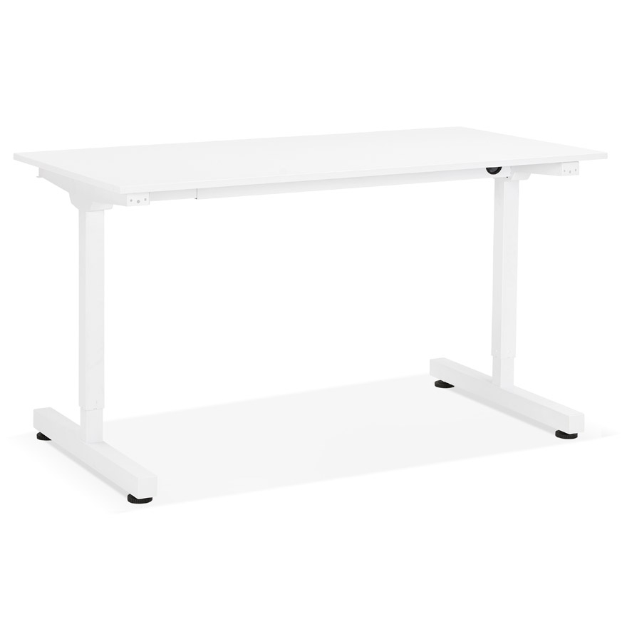 Bureau assis/debout droit 'STAND UP' blanc réglable en hauteur - 140x70 cm