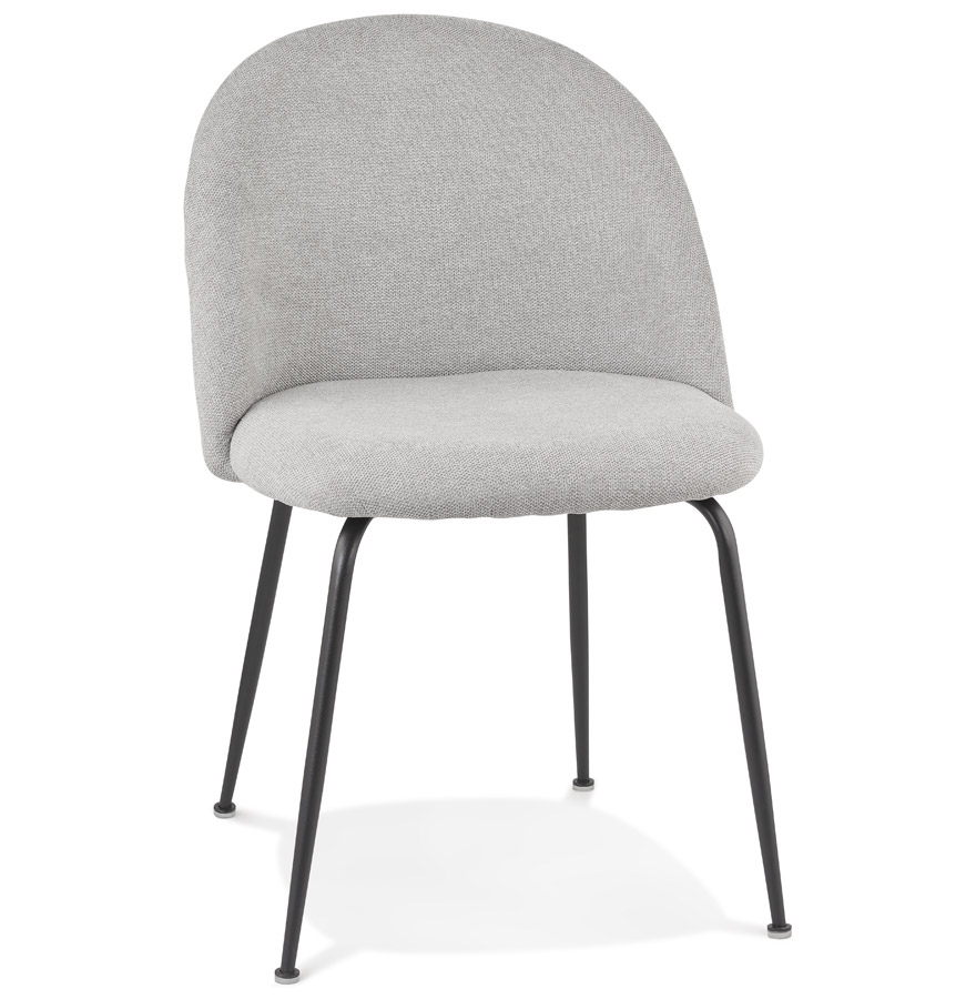 Chaise au style rétro 'ANNIE' en tissu gris et pieds en métal noir - commande par 2 pièces / prix pour 1 pièce
