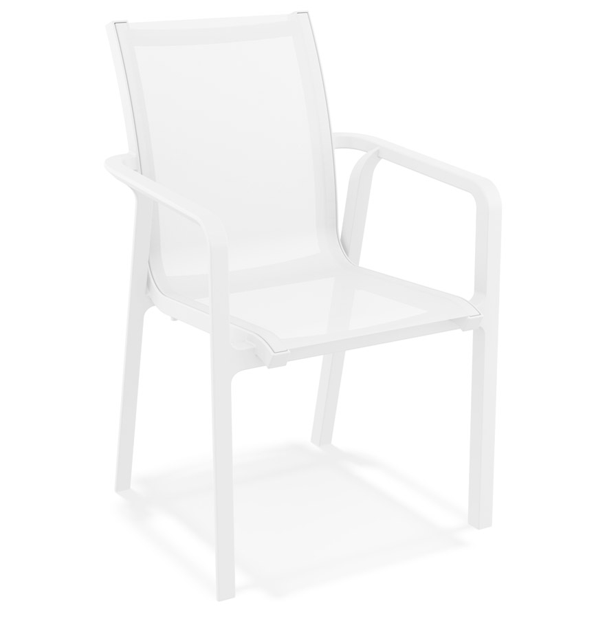 Chaise de jardin avec accoudoirs 'CINDY' en matière plastique blanche empilable
