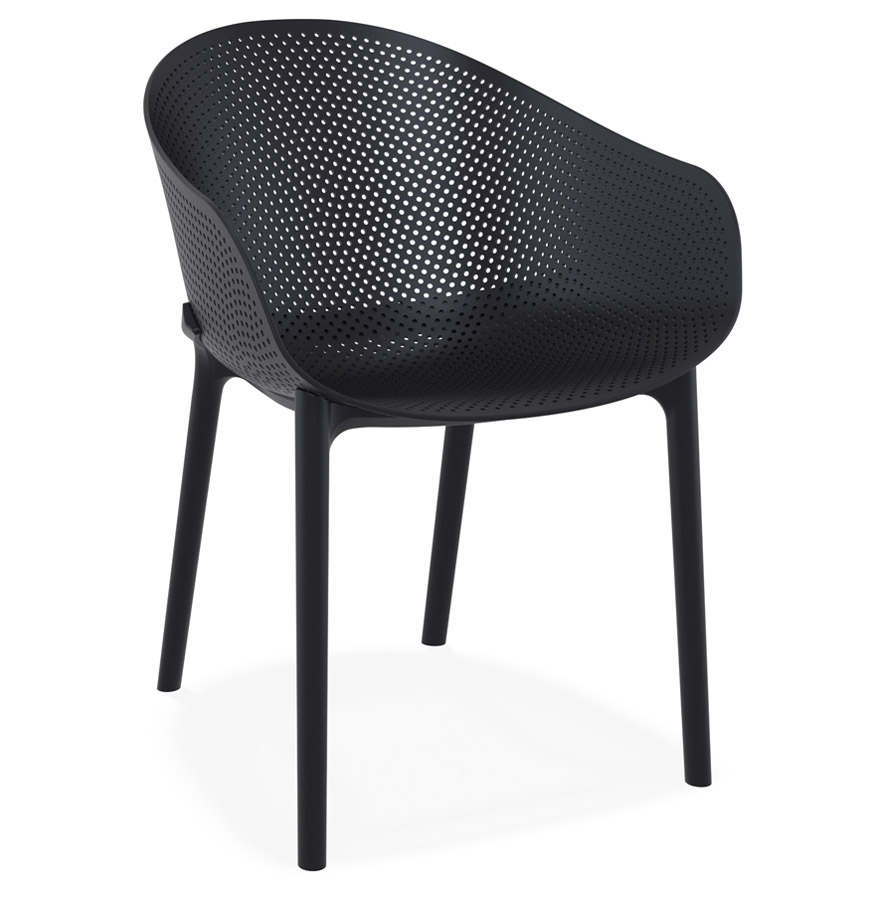 Chaise de terrasse perforée 'LUCKY' noire design