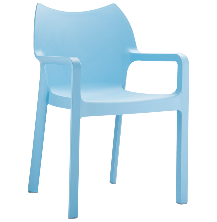 Chaise design de terrasse 'VIVA' bleue en matière plastique