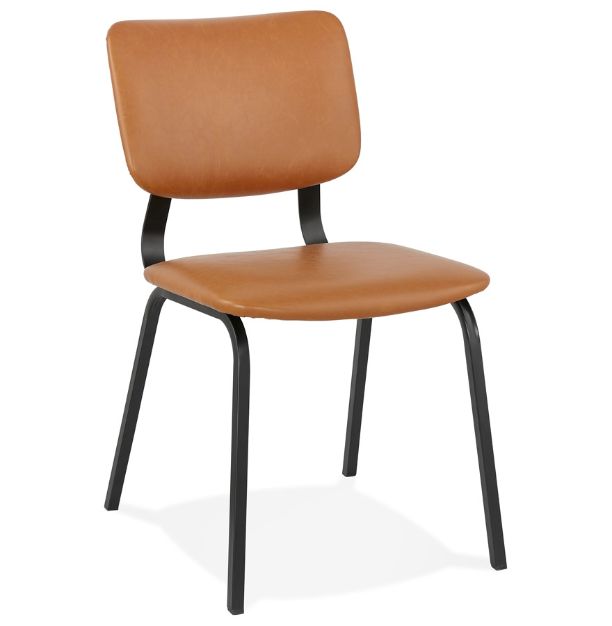 Chaise vintage 'MELODY' brune avec structure en métal noir