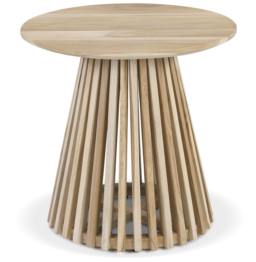Petite table design ronde 'KWAPA' en bois Teck naturel intérieur - Ø 50 cm