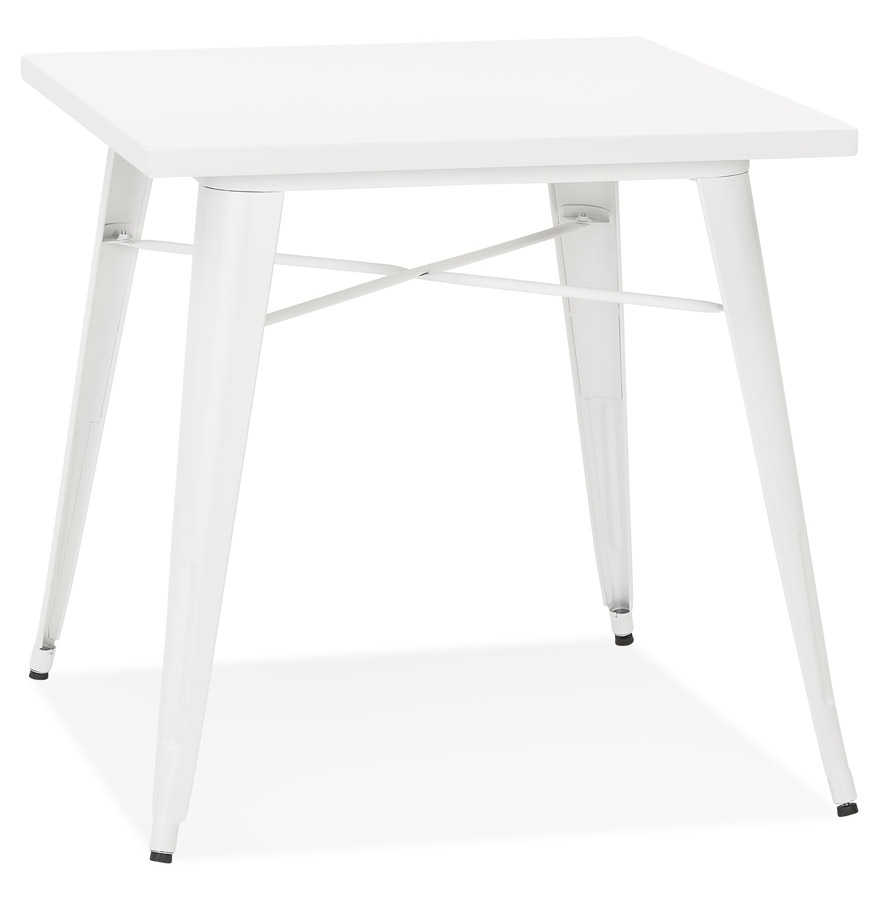 Petite table à dîner style industriel 'LALOU' blanche - 76x76 cm