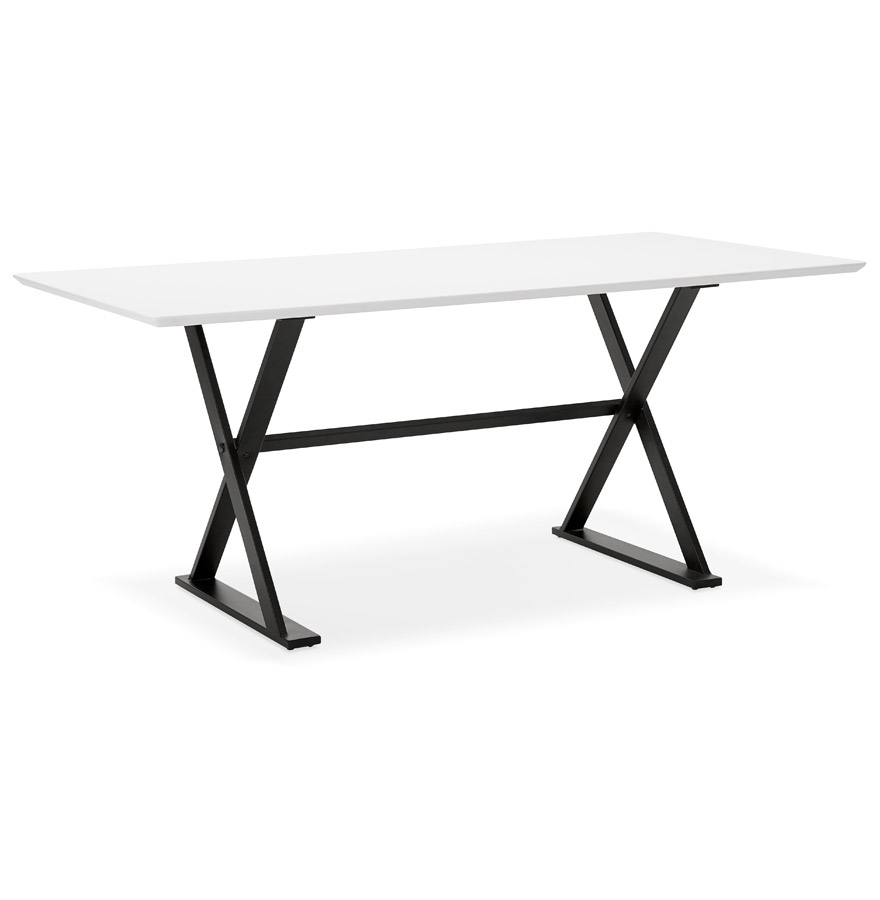 Table à diner / bureau design avec pieds en croix 'HAVANA' blanche - 180x90 cm