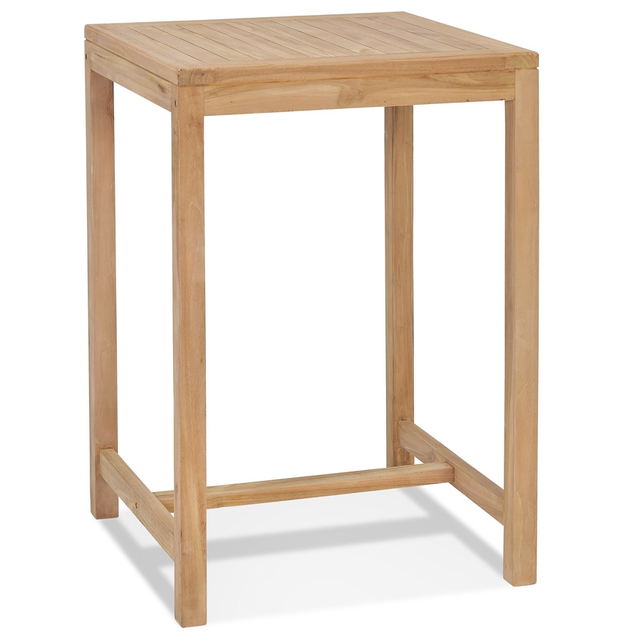 Table haute intérieur/extérieur 'MOUSTIK BAR' en bois Teck naturel - 70x70 cm