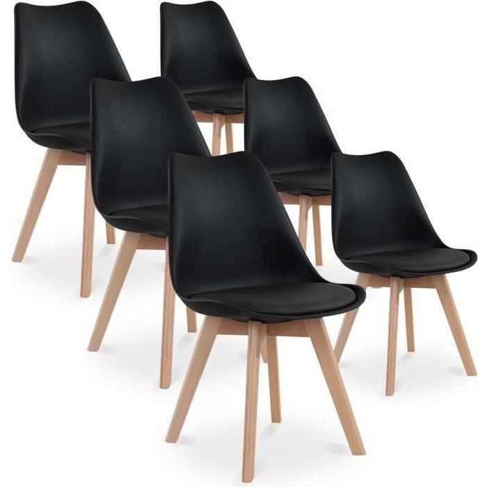 Lire la suite à propos de l’article CATHERINA : Lot de 6 chaises noires au charme scandinave pour un intérieur chic